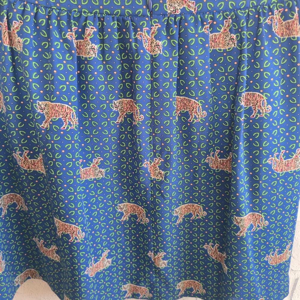 J. Crew Blue Bengal Animal Print Blue Boho Mini Skirt - Picture 5 of 12
